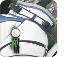 Green Pro hanging from golf bag